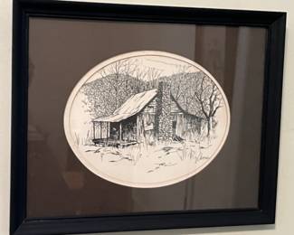 Cabin pen and ink print 