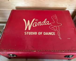 Vintage adult ballet shoes in case