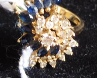 14k diamond and sapphire ring