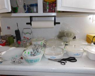 Amish pyrex and Corning Cornflower