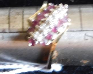 10k plumb diamond and ruby ring