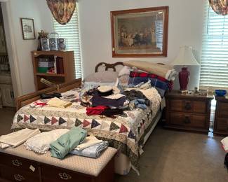 Full sized bedroom furniture and Lane cedar chest. 