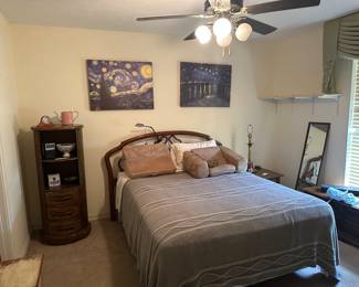 Sealy queen bed and Van Gough Starry Night reproductions. 