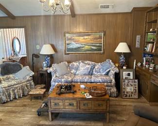 Love seat, sofa, and coffee table.  