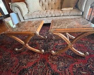 $200 pair of X granite top side table 22W 17D 19T