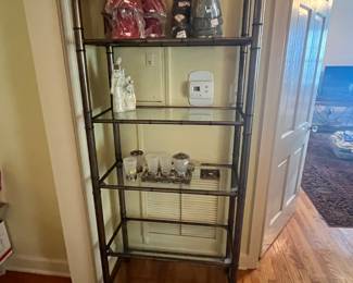 $80 Bamboo shelve, glass top 38W 15 D 73T
