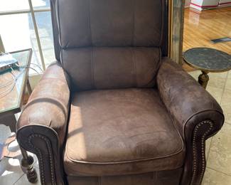 $240 Nailhead brown recliner Manuel microsuede 36W 42H 39D