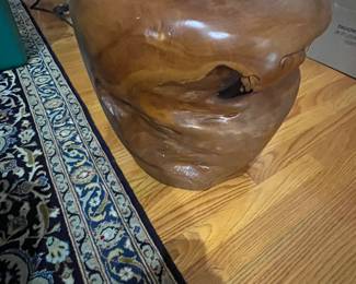 $180 wood carved planter vase 16W 18T