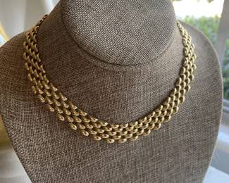 #145 - $1,250 - 14kt gold choker necklace flat links 16"