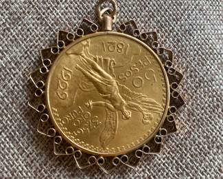 #130 - $3,300 - 1821-(1929) Mexican Centenaro 50 pesos 22kt gold