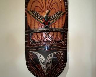 $76 African wood mask 14W 30 T