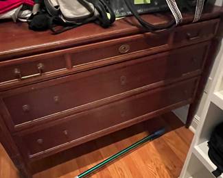 $250 French Louis XVI style chest (hardware missing) 48 X 21 X 45