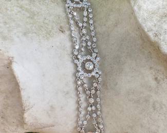 #149 - 18kt white gold ornate tennis bracelet, with one hundred ninety-six stone. 28.11 dwt. Appraisal & price available upon request. Size 7”L