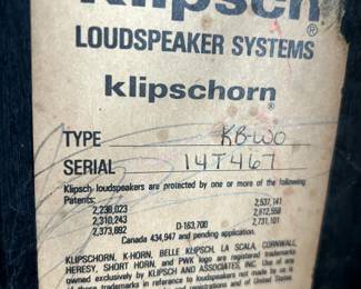 #151 - $2,200 Pair of 1950's Klipschorn KB-WO speakers (more pics to come)