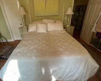 $220 Queen size bed with 2 posts cream mattress and box springs included