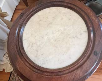 $150 round fluted tall cabinet with marble inserted top early 20th century 14R 33 T