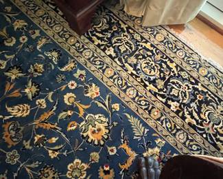$1,200 Vintage blue Kashan rug Tabriz 17'x 10'