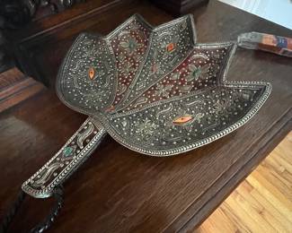 $60 Thai leaf with coral and turquoise 16W 18D