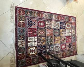 $140 Silky Turquish geometric multi color rug 54 X 36