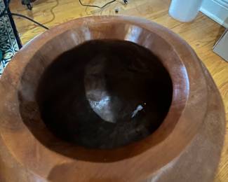 $180 wood carved planter vase 16W 18T