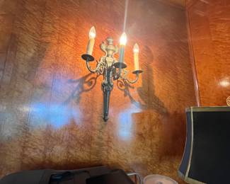 $150 pair of French style bronze sconces 29T 11 W