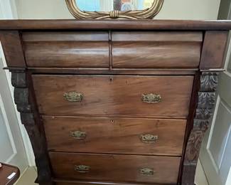 $500 American tall chest 5 drawer 19th century 43W 19D 49T