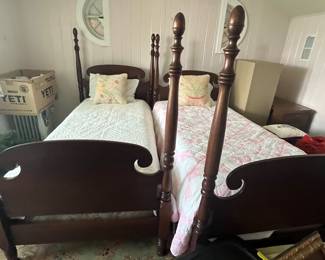 $450 Two twin 4 post beds mattress included as bonus - optional