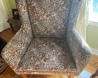$140 Feather jungle style wingback chair 29W 26D 45T