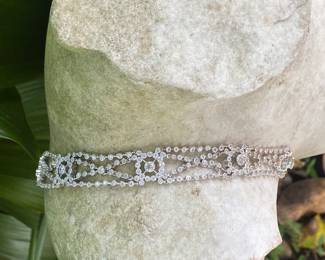 #149 - 18kt white gold ornate tennis bracelet, with one hundred ninety-six stone. 28.11 dwt. Appraisal & price available upon request. Size 7”L