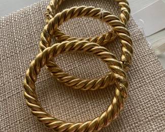 #142 - $950 EACH - 14kt gold rope bracelet hinged x 3