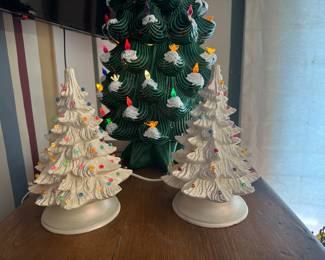 1970's White Ceramic Christmas Trees