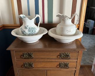 Antique Dry Sink, Pitcher & Bowl