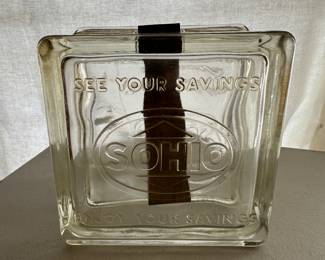 SOHIO GAS ADVERTISING! Vintage Glass Block Bank