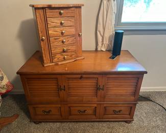 Cedar Chest, Oak Jewelry Cabinet