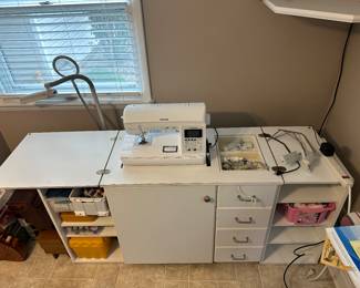 Brother Sewing Machine & Table, Sewing Supplies