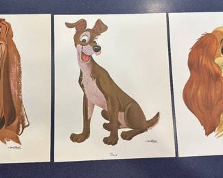 Vintage Disney Prints-Lady, Tramp & Trusty