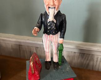 Vintage Cast Iron Uncle Sam Coin Bank