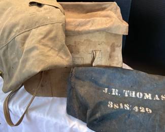 Chinese Collapsible Duffle Bag, 2 Army Duffle Bags, Leather Gloves with Rubber Arm Protection 