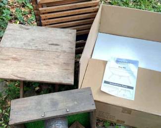 Amagabeli Fire Pitnew in box, Corn Hole Game, Horse Shoes, Folding Wood Table, Chaise Replacement Parts