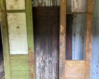 Antique Doors, Solid and Glass Panels 2 Sets