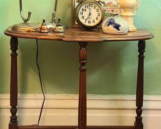 3legged Wooden Table with Lamp Crossstitch Sampler and More