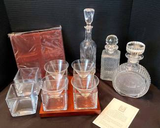 Cut Glass Barware Decanters, Cubist Martini Set 