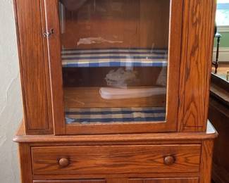 Antique Oak Pie Cabinet With Storage