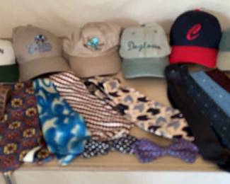 Vintage Caps, Leather Belt, And Ties