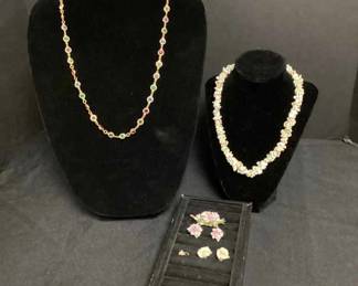 Capodimonte Floral Jewelry, Australian Crystal, Puka Shells