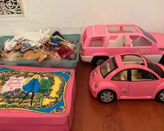 Barbie Vintage Jeep Grand Cherokee, Vintage Volkswagen , Vintage Barbie Double Doll Case With Barbie