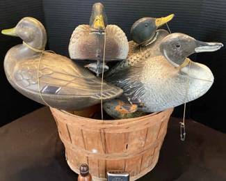 4 CarryLite Duck Decoys, 1 ARDUK Decoy, Mallard Goose Call, JonE Hand Warmer