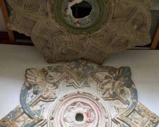 2 Ornate Plaster Ceiling Medallions
