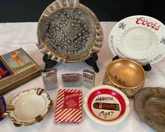 Zippo, Bentley, Robson, Park Lighters Ashtrays, Dual Deck of Cards