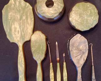 Vintage Celluloid Bakelite Pearlines Vanity Set